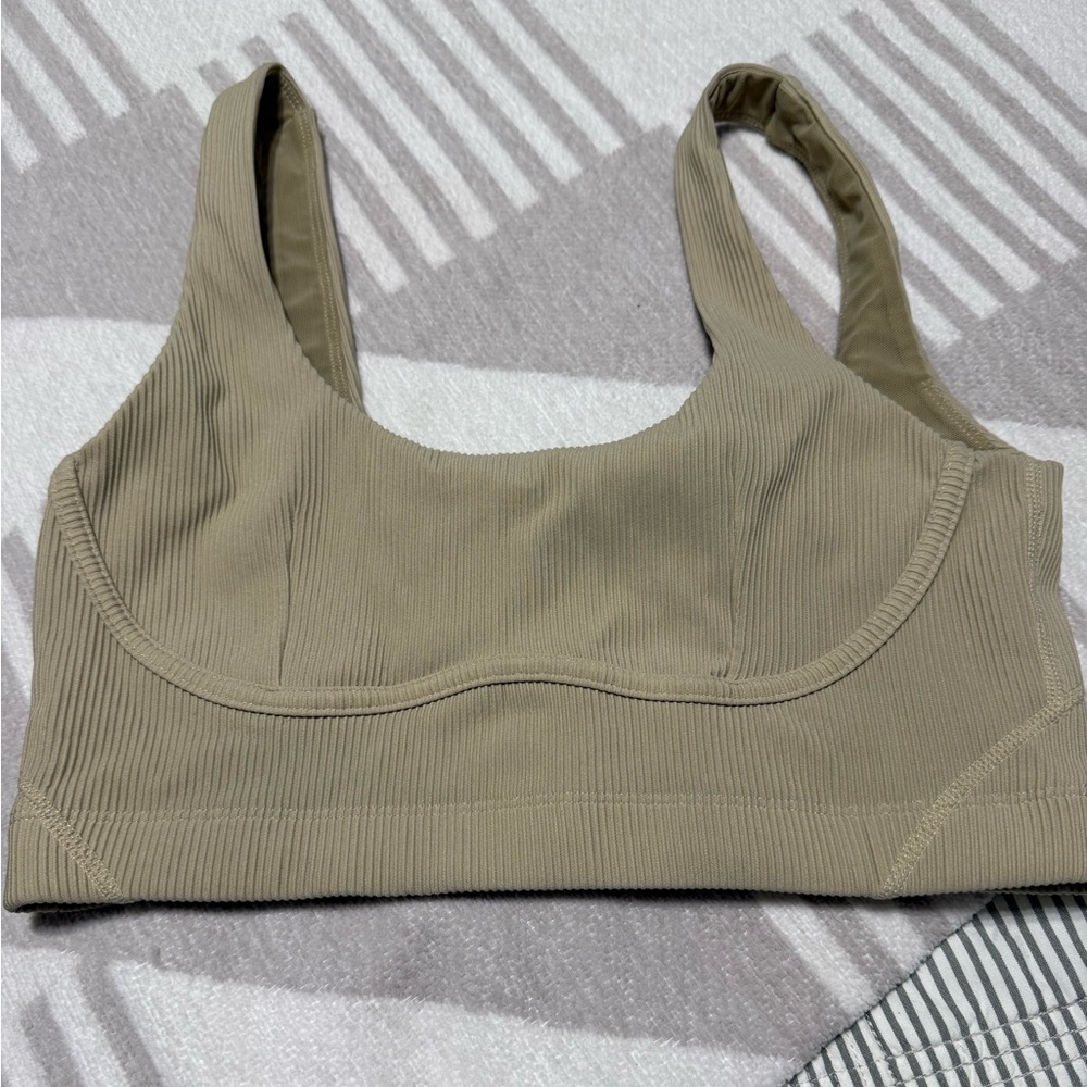 Cream yoga sports bra